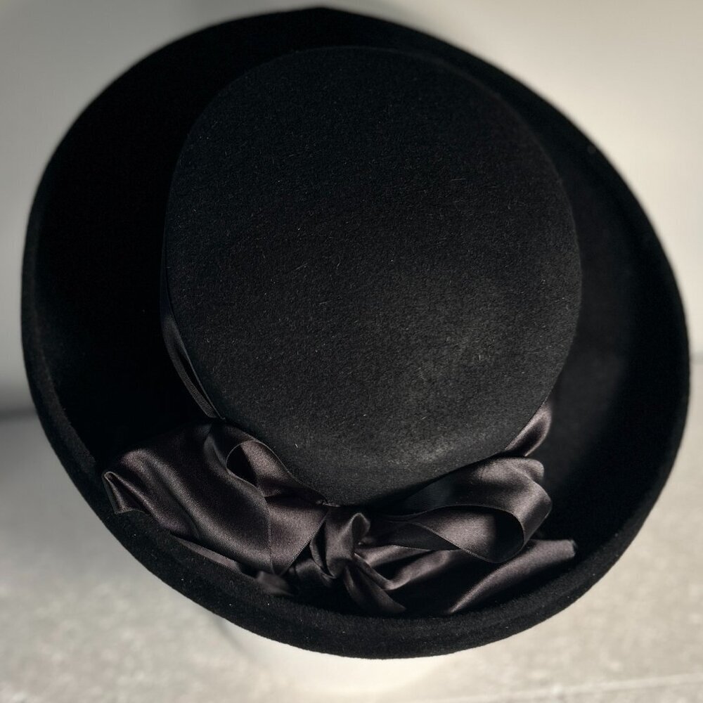 Eric Javits Vintage Wool Hat Satin Bow Old Money Quiet Luxury Cottage Prairie - Picture 3 of 7